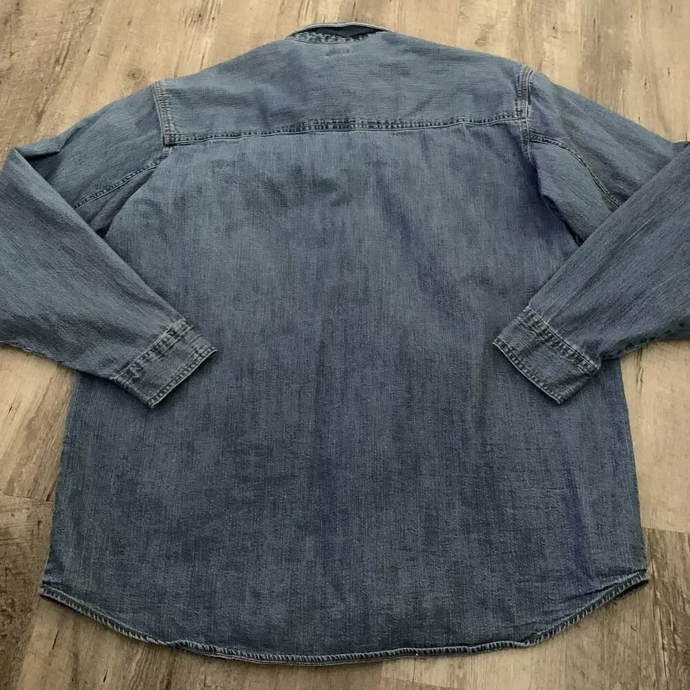 Vintage Levi's Denim Shirt Mens Sz Large Loose Fit Blue Rivet Metal Buttons Y2K